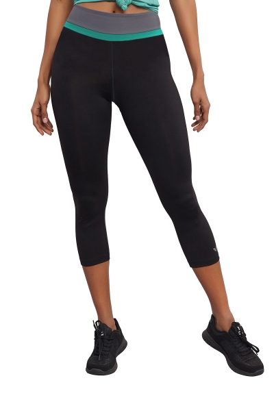 Kadın Siyah-Yeşil Yüksek Bel 3/4 Kısa Esnek ve Toparlayıcı Spor Tayt | 7118 - BİLCEE (1)