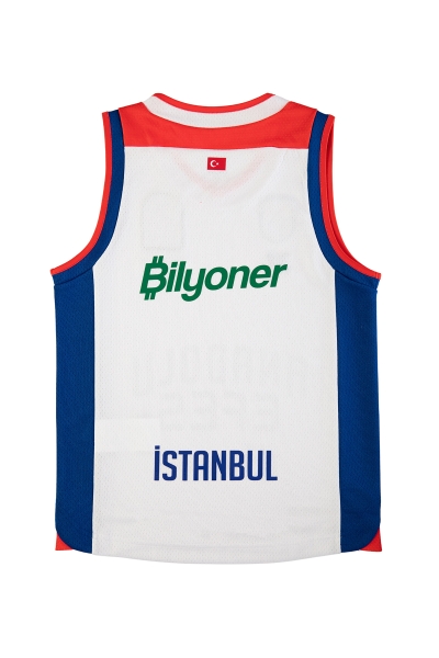 BİLCEE - Anadolu Efes Gold Arma Nakışlı 22/23 Beyaz Yeni Sezon Çocuk Forma AE-0103 (1)