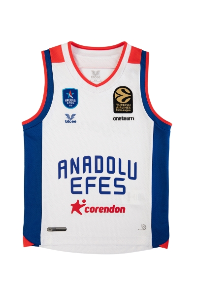 BİLCEE - Anadolu Efes Gold Arma Nakışlı 22/23 Beyaz Yeni Sezon Çocuk Forma AE-0103