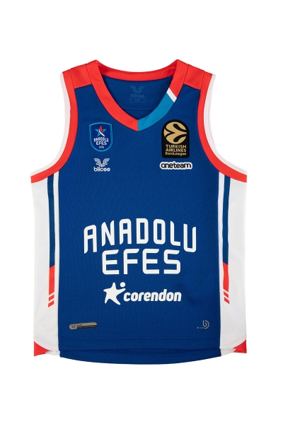 BİLCEE - Anadolu Efes Gold Arma Nakışlı 22/23 Mavi Yeni Sezon Çocuk Forma AE-0999