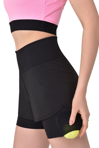 BİLCEE - Kadın Siyah Yüksek Bel Esnek Spor Taytlı Şort 8042