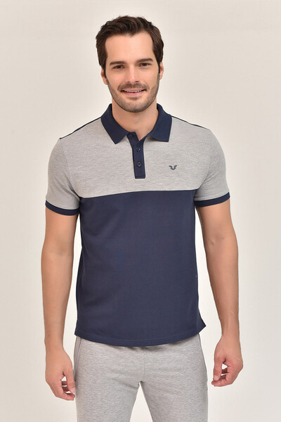 BİLCEE - Lacivert Erkek Polo Yaka Büyük Beden T-Shirt 8981