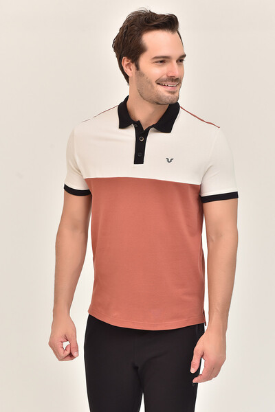 BİLCEE - Kahverengi Erkek Polo Yaka Büyük Beden T-Shirt 8981