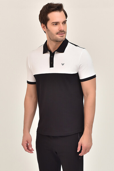BİLCEE - Siyah Erkek Polo Yaka Büyük Beden T-Shirt 8981