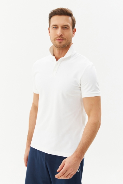 Erkek Beyaz Pamuklu Spor ve Günlük Polo Yaka Tişört 8982 - BİLCEE