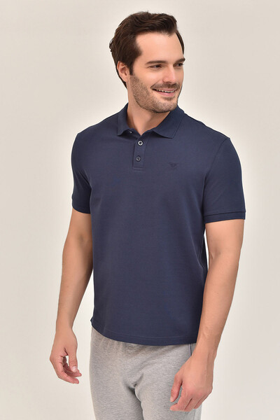 BİLCEE - Lacivert Erkek Polo Yaka Biyük Beden T-Shirt 8983