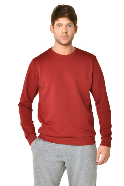 BİLCEE - Erkek Bordo Pamuklu Sweatshirt 8418