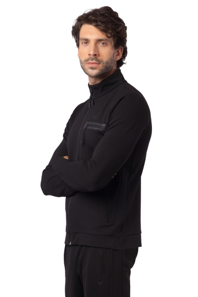 BİLCEE - Erkek Siyah Dik Yaka Cep Detaylı Eşofman Takımı 0012 (1)