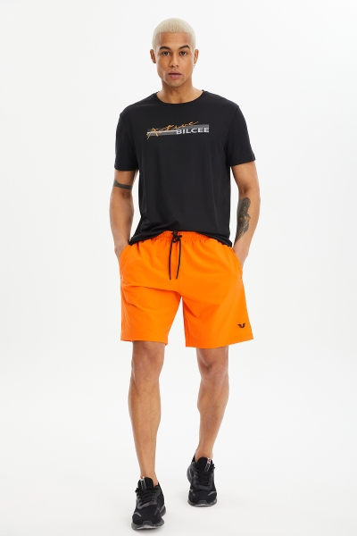 Erkek Turuncu İnce Dokuma Kumaşlı Antrenman Şort 0798 - BİLCEE