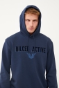 Erkek Lacivert Kapüşonlu Baskılı Sweatshirt | 1541 - 4
