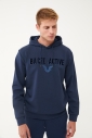Erkek Lacivert Kapüşonlu Baskılı Sweatshirt | 1541 - 1