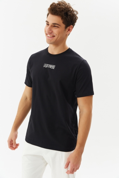 BİLCEE - Erkek Siyah Oversize Baskılı Tişört 0219 (1)