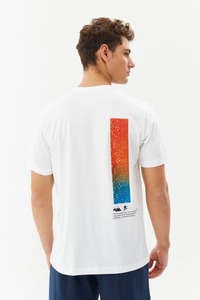 BİLCEE - Erkek Beyaz Oversize Baskılı Tişört 0198