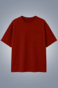 Erkek Bordo Oversize Cepli Tişört | 4582 - 1