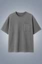 Erkek Gri Melanj Oversize Cepli Tişört | 4582 - 1