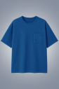 Erkek Mavi Oversize Cepli Tişört | 4582 - 1