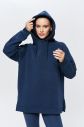 Kadın Carbon 3 İplik Şardonlu Fleece Yumuşak Fırçalı Kapişonlu Uzun Boy Owersize Sweatshirt 9804 - 3