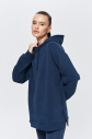 Kadın Carbon 3 İplik Şardonlu Fleece Yumuşak Fırçalı Kapişonlu Uzun Boy Owersize Sweatshirt 9804 - 15