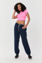 Kadın Neon Pembe Melanj Çizgi Detaylı Athleisure Crop Tişört | 9715 - 6