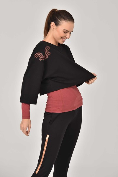 BİLCEE - Kadın Siyah Sweatshirt 1334 (1)