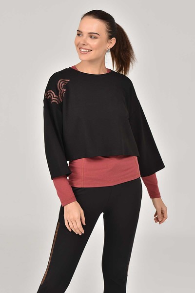 BİLCEE - Kadın Siyah Sweatshirt 1334
