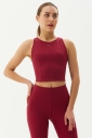 Kadın Kırmızı Bisiklet Yaka Toparlayıcı Destekli Spor ve Günlük Destekli Crop Top Body Bra | 9209 - 1