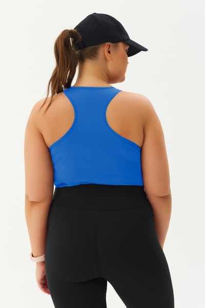 Kadın Koyu Mavi Bisiklet Yaka Toparlayıcı Destekli Spor ve Günlük