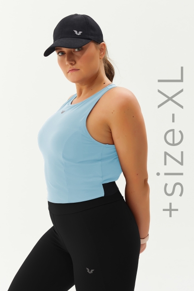 Kadın Mavi Bisiklet Yaka Toparlayıcı Destekli Spor ve Günlük Destekli Crop Top Body Bra | 9209 - BİLCEE (1)