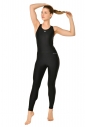 Kadın Siyah Göğüs Petli Spor Tulum | 8679 - 1
