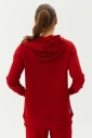 Kırmızı Kadın Kapüşonlu Kanguru Cepli Pamuklu Spor Düz Sweatshirt | 8785 - 11