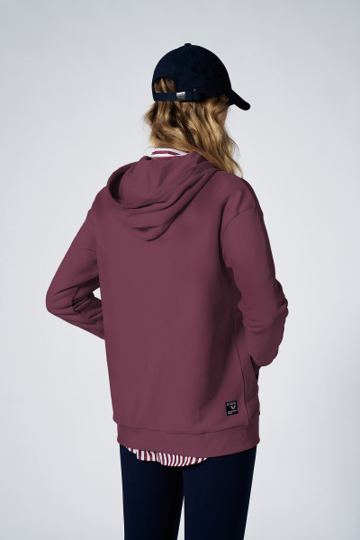 Kadın Koyu Pembe Kapüşonlu Kanguru Cepli Pamuklu Spor Düz Sweatshirt | 8785 - BİLCEE (1)