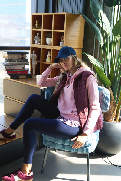 Kadın Pudra Kapüşonlu Kanguru Cepli Pamuklu Spor Düz Sweatshirt | 8785 - BİLCEE