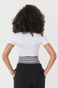 Kadın Beyaz Kısa Kollu Desenli Spor Crop Body | 0077 - 2