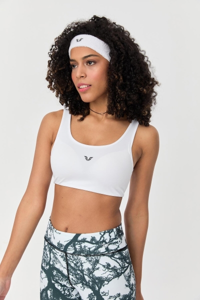 Kadın Beyaz Likralı Pedli Spor Crop Toparlayıcı Bra Sporcu Sütyeni Büstiyer | 0819 - BİLCEE (1)