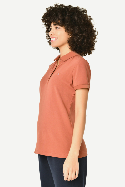 Kadın Toprak Düğmeli Polo Yaka Kısa Kollu Pamuklu Tişört | 8719 - BİLCEE (1)