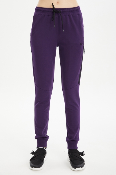 Kadın Mor Ribana Paçalı Pamuklu Spor Eşofman Altı | 0807 - BİLCEE