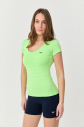 Kadın V Yaka Sırt Detaylı Neon Yeşil Spor Body | 9756 - 8