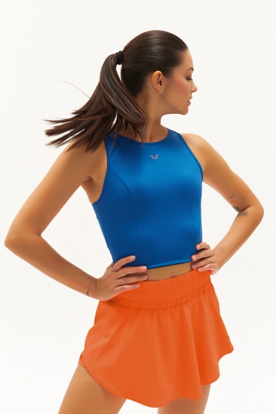 Kadın Turuncu İnce Dokuma Kumaş Spor ve Günlük Kullanım Mini Şortlu Tenis Etek | 0754 - BİLCEE