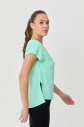 Kadın Su Yeşili Kısa Kollu Baskılı Fit Spor Tişört | 9708 - 8