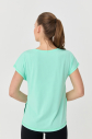 Kadın Su Yeşili Kısa Kollu Baskılı Fit Spor Tişört | 9708 - 7