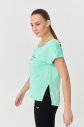 Kadın Su Yeşili Kısa Kollu Baskılı Fit Spor Tişört | 9708 - 5
