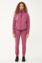 Kadın Plum Düz Paça, Dik Yaka Yarım Fermuarlı Sweatshirt Takım | 1632 - 1