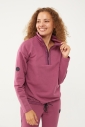 Kadın Plum Düz Paça, Dik Yaka Yarım Fermuarlı Sweatshirt Takım | 1632 - 2