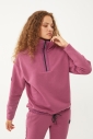 Kadın Plum Düz Paça, Dik Yaka Yarım Fermuarlı Sweatshirt Takım | 1632 - 9