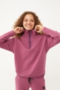 Kadın Plum Düz Paça, Dik Yaka Yarım Fermuarlı Sweatshirt Takım | 1632 - 13