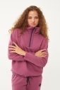 Kadın Plum Düz Paça, Dik Yaka Yarım Fermuarlı Sweatshirt Takım | 1632 - 15