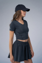 Kadın Antrasit Yıkamalı Washed Crop Body | 4576 - 3
