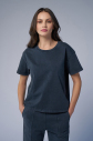Kadın Antrasit Yıkamalı Washed Oversize Tişört | 3917 - 1