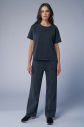 Kadın Antrasit Yıkamalı Washed Oversize Tişört | 3917 - 3