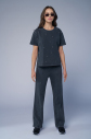 Kadın Antrasit Yıkamalı Washed Taşlı Oversize Tişört | 3912 - 8